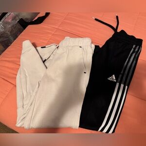 Adidas Black and White Athletic Track Pants & off white sweats Size Boys 10/12